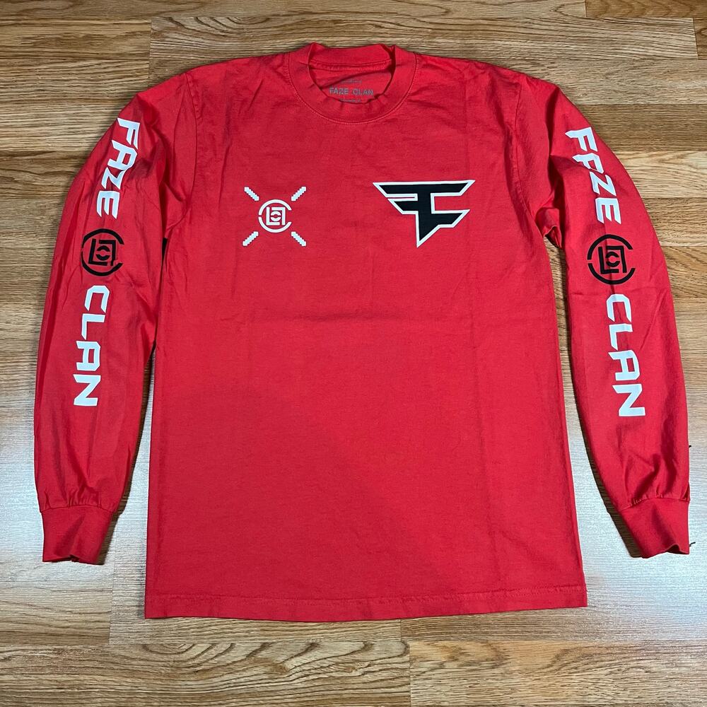 Faze Clan x Clot Red Long Sleeve T Shirt Men’s Sz S New Rare
